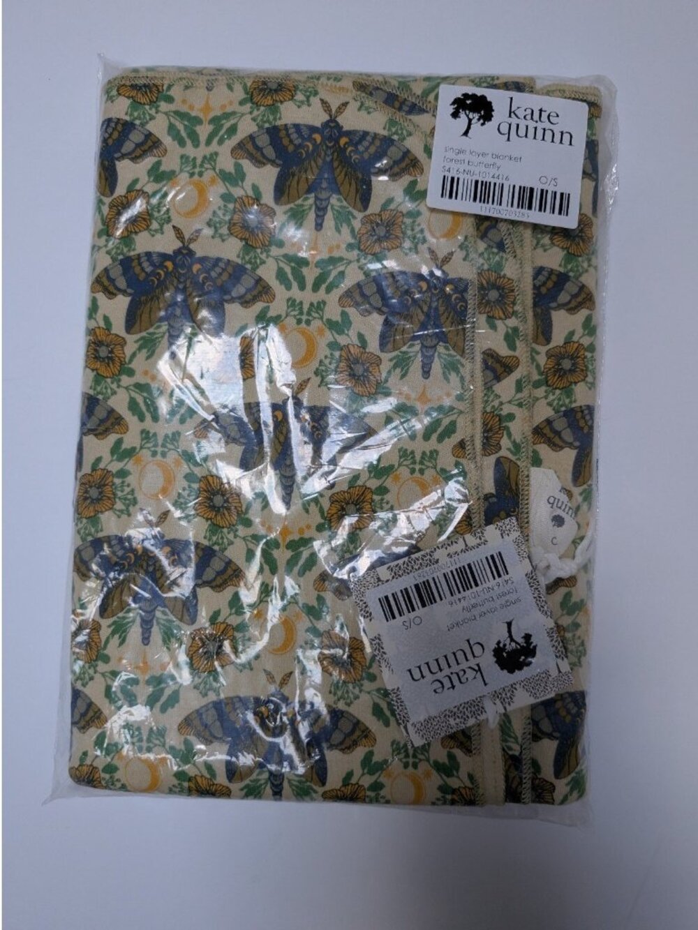 Kate Quinn Organic Cotton Single Layer Blanket Swaddle Forest Butterfly Night